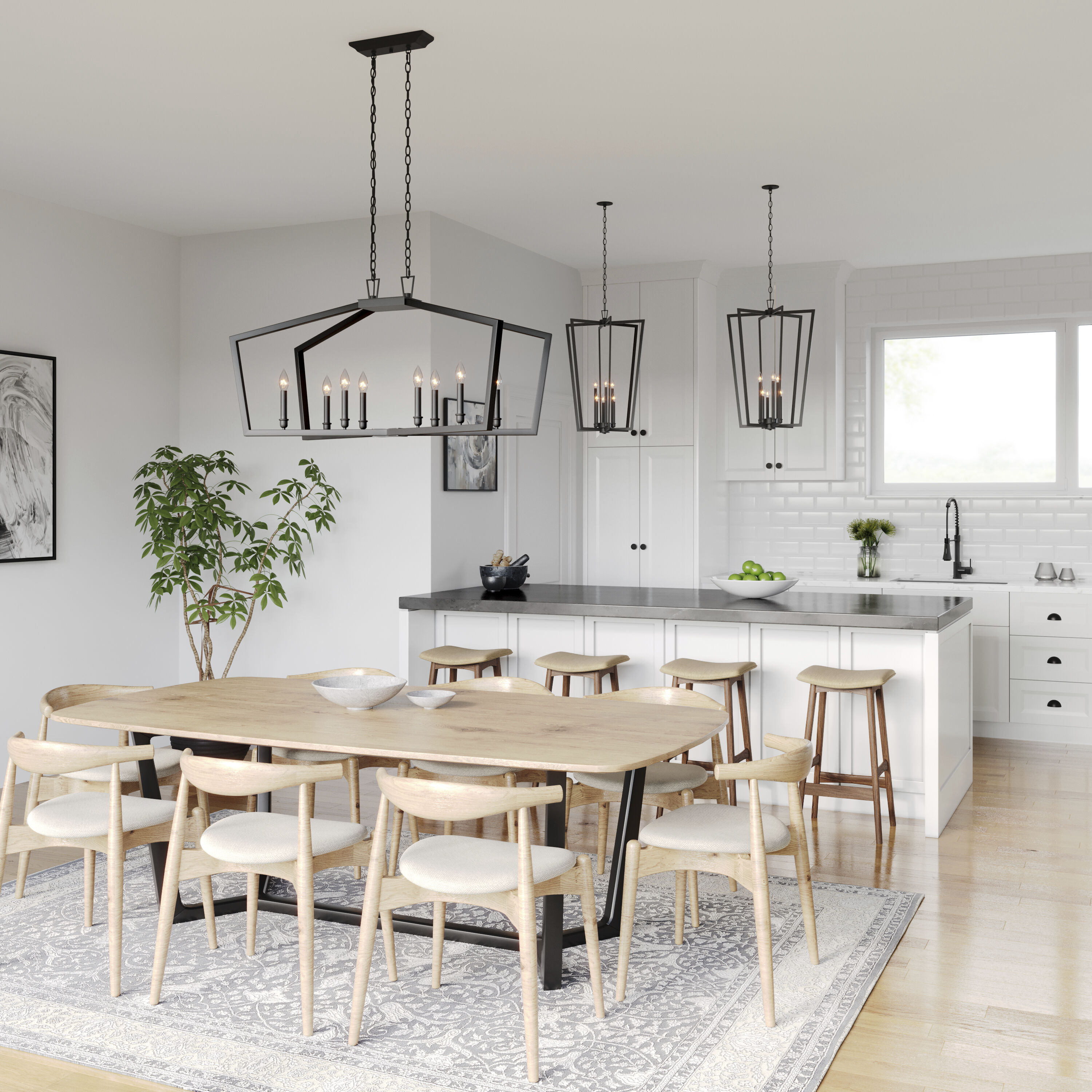 Lizabeth 8 Light 42 inch Matte Black Linear Chandelier Ceiling Light